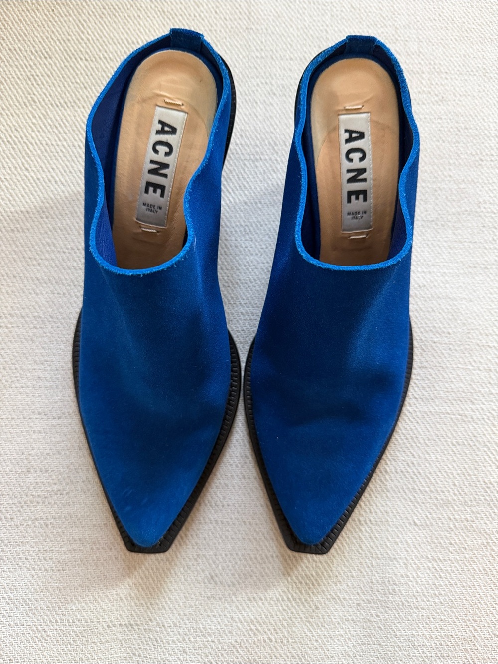 Acne Studios Royal Blue Suede mules made in Italy size 40